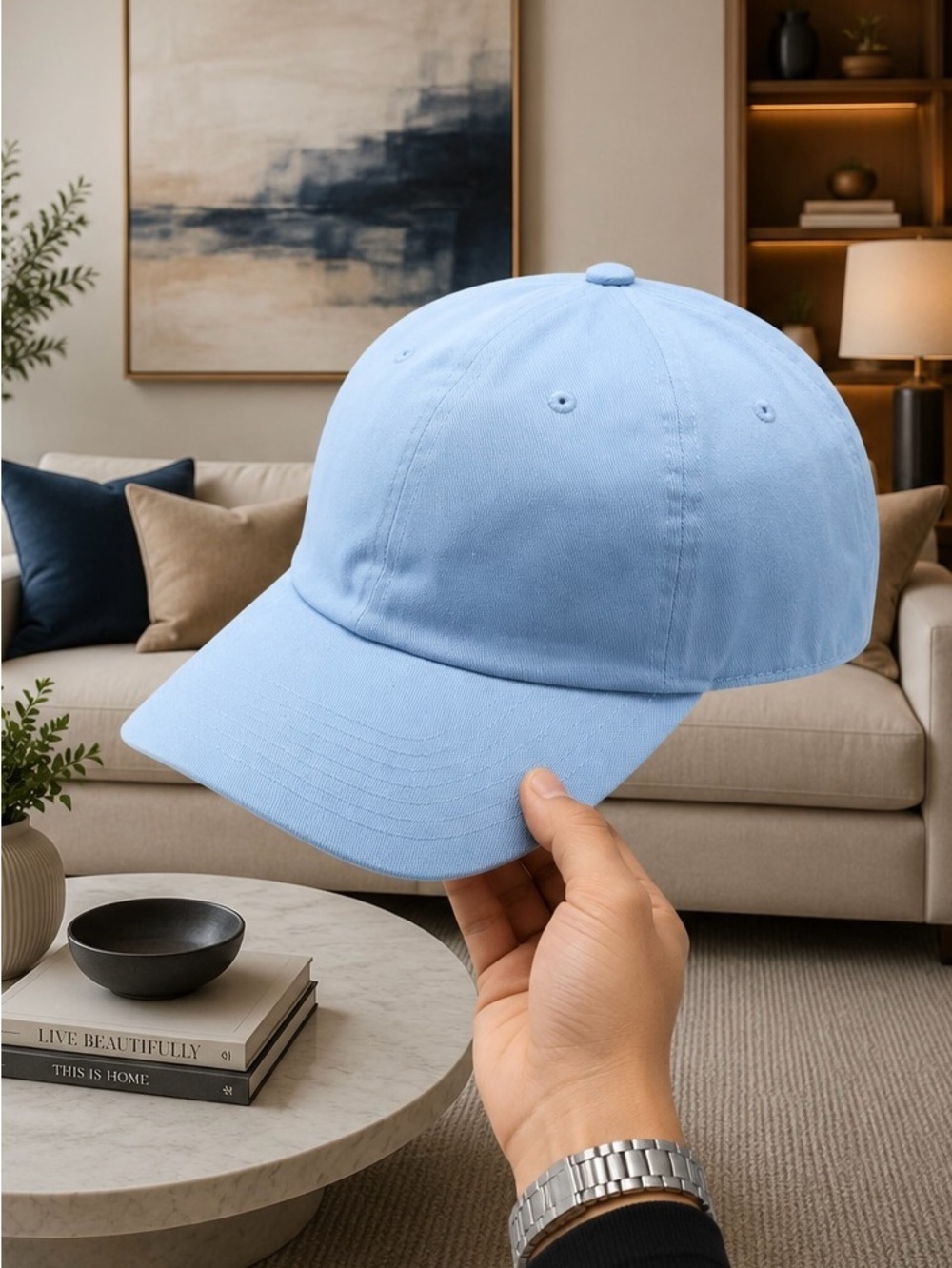 Light Blue Cambridge Adjustable Dad Hat Cap – Classic Cotton Baseball Hat